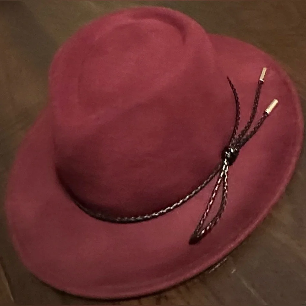 ‼️RARE‼️🎸Summer & Rose🎸🔥NWT🔥Wool Fedora in Cranberry - Picture 2 of 13